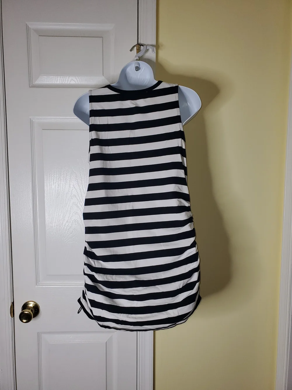 🖤 Michael Kors Black & White Striped Ruched Tank Top | Size L